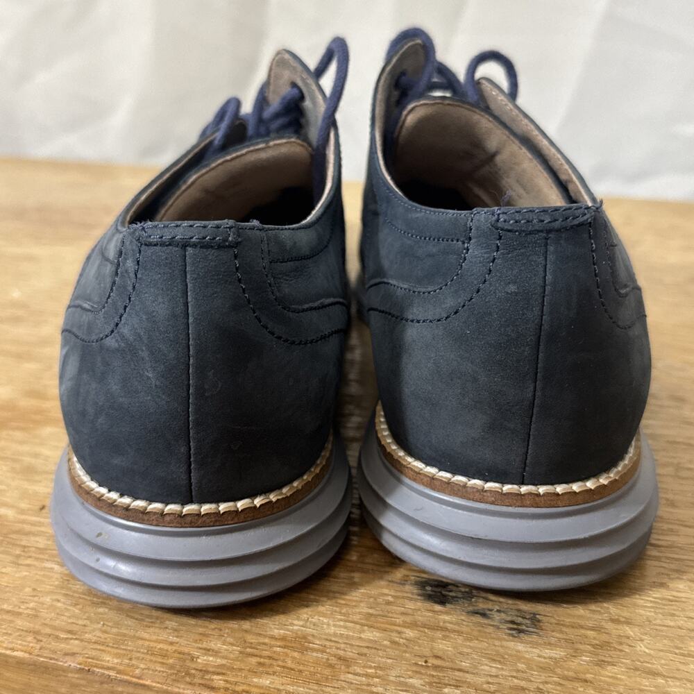 Cole Haan Grand OS Wingtip Oxford Derby Shoes Navy Nubuck Leather Men’s 10 - Picture 4 of 7